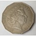 AUSTRALIA 2000 . FIFTY 50 CENTS COIN . ERROR . INCUSED FLAG